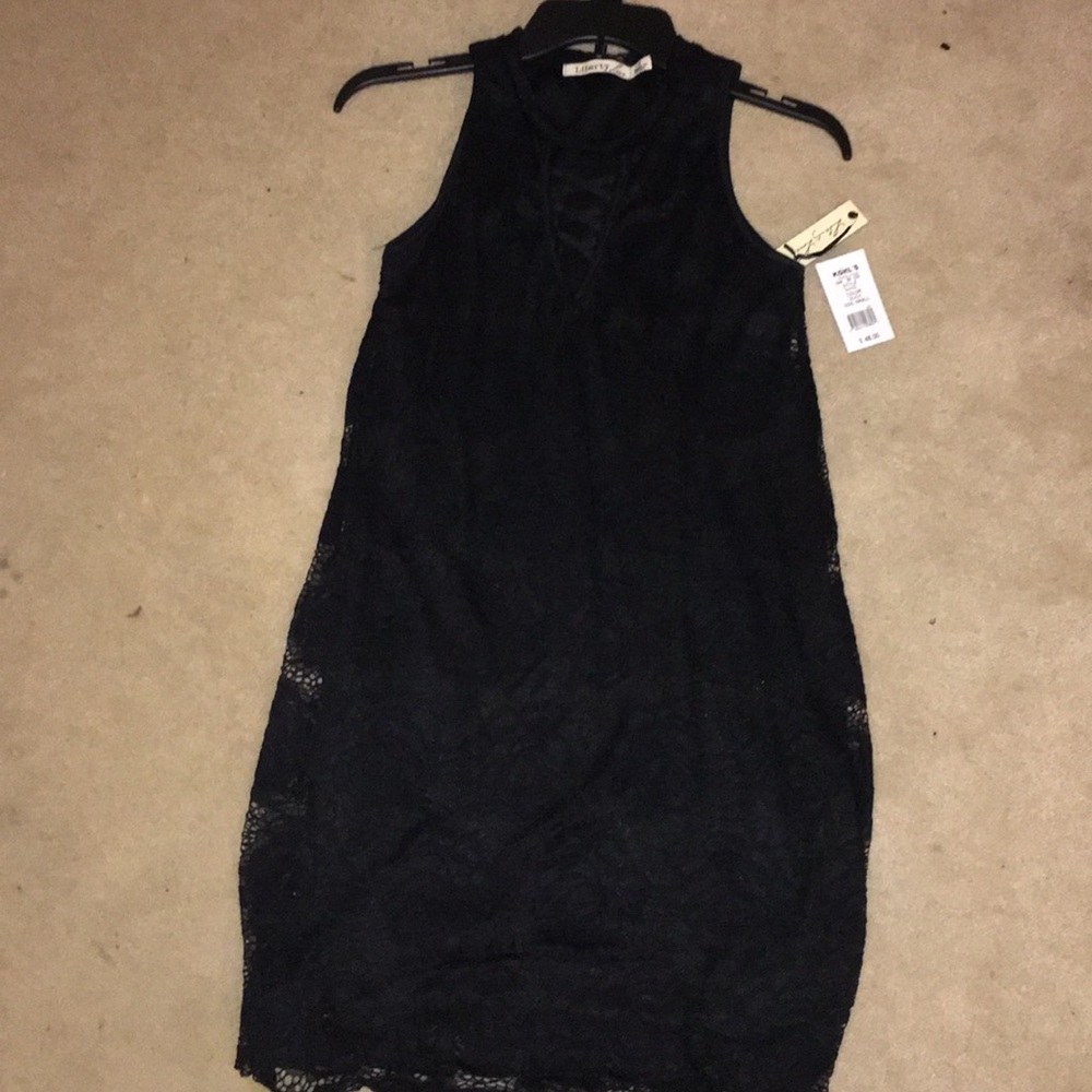 Lace Criss Cross Black Dress